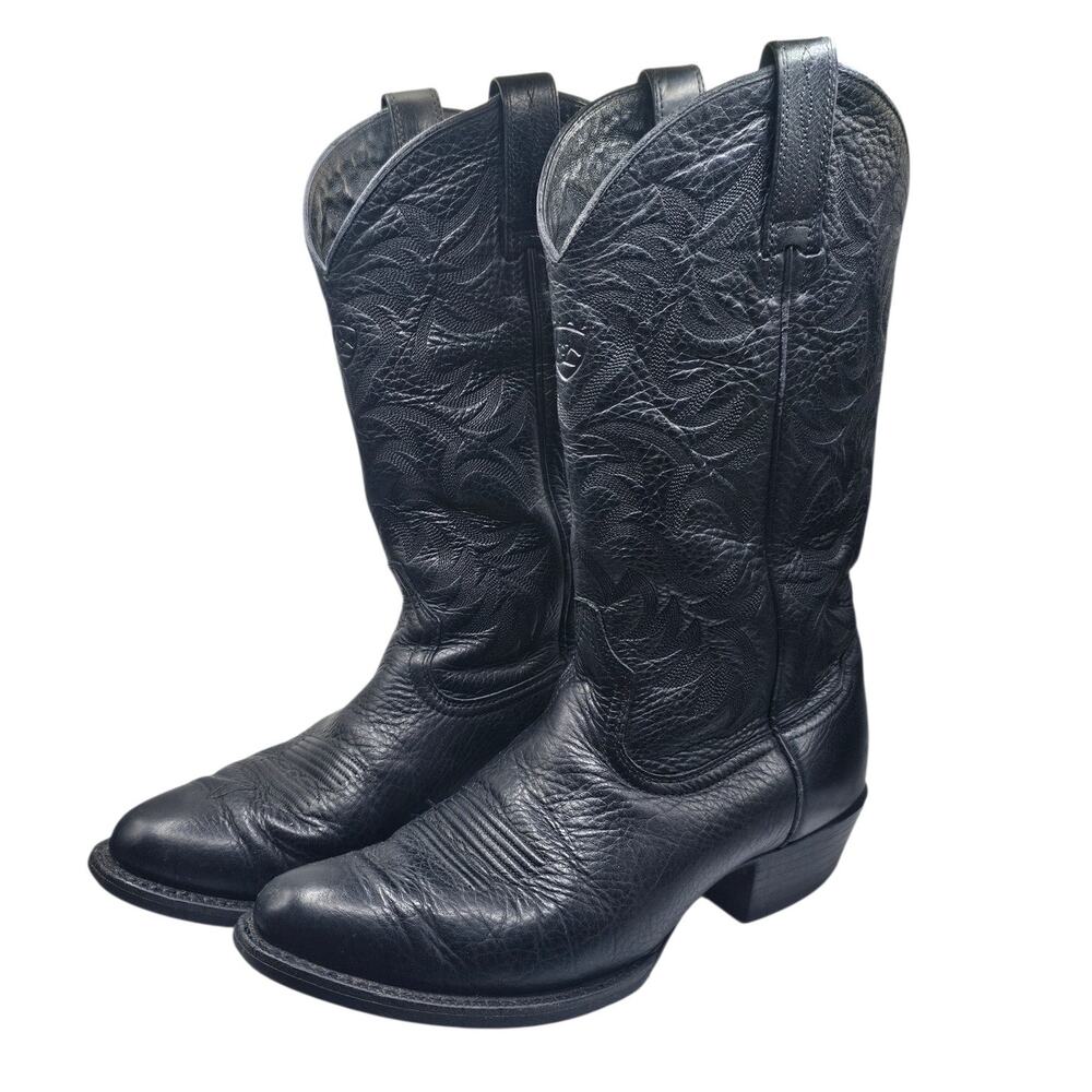 Ariat Mens Black Heritage R Toe Western Leather Cowboy Boots